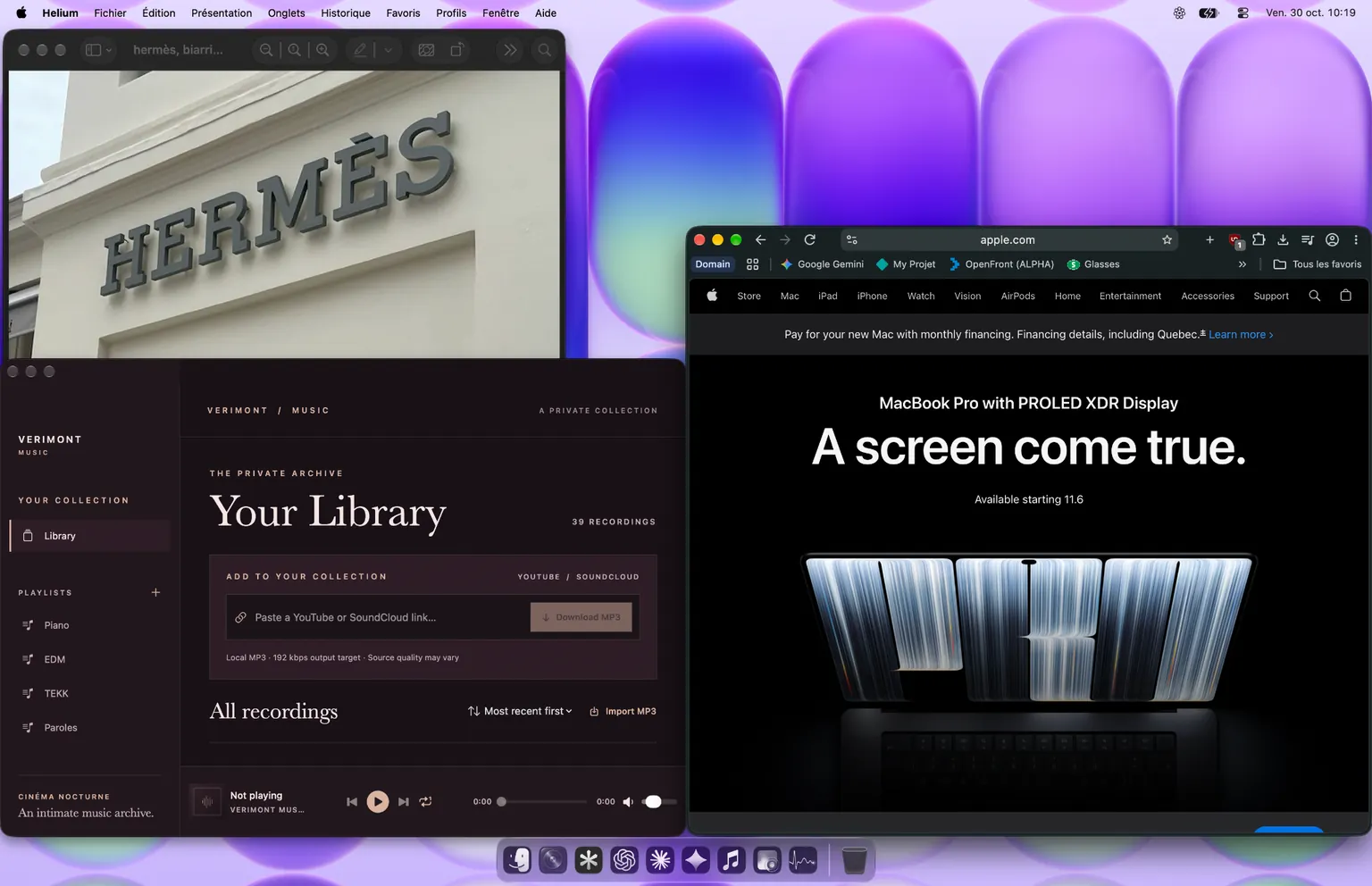 Bleuberry in a multi-window Mac workspace with the active window remaining in focus